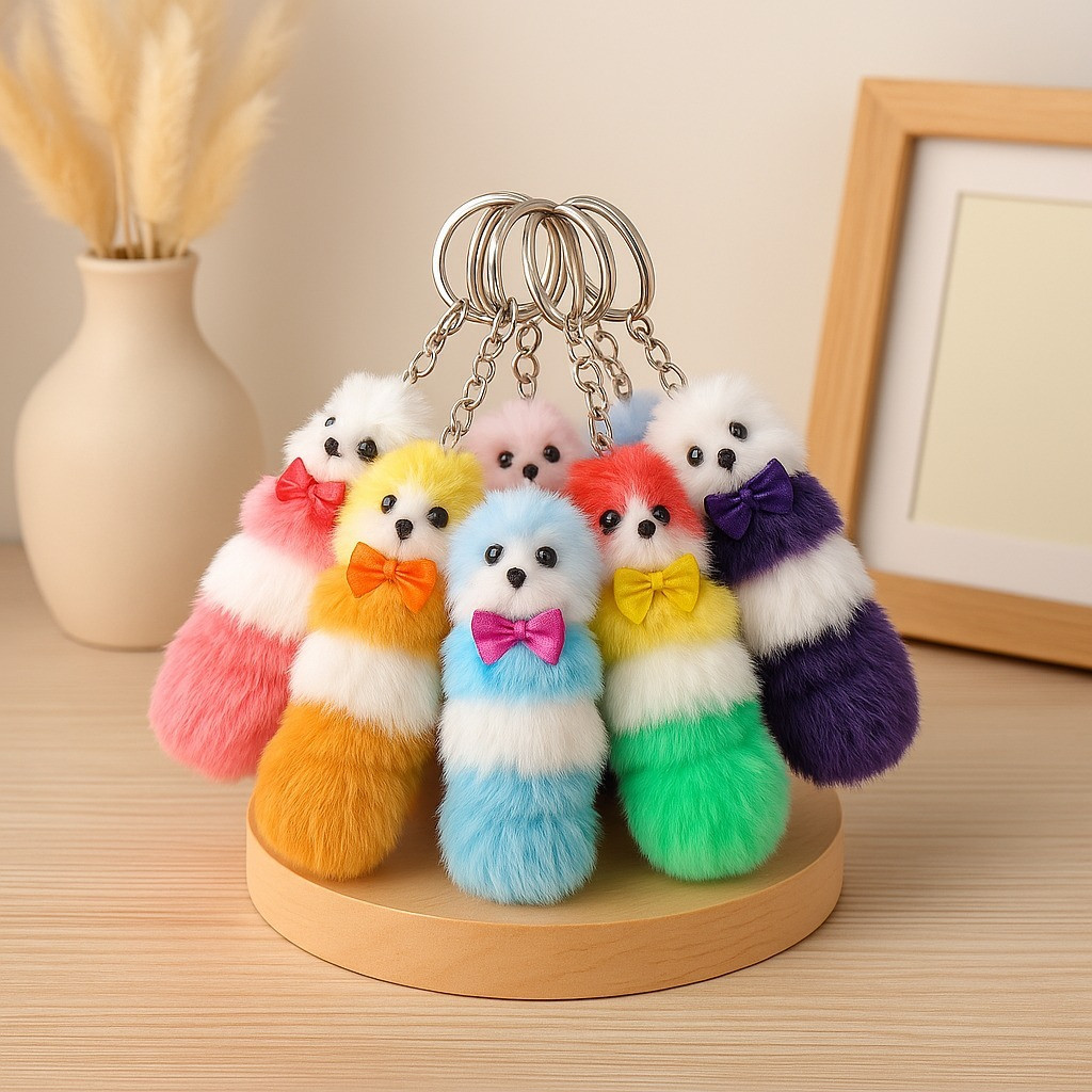 Rainbow Fur Keychain