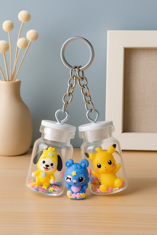 Fancy Glass Bottle Keychain (SET -3)