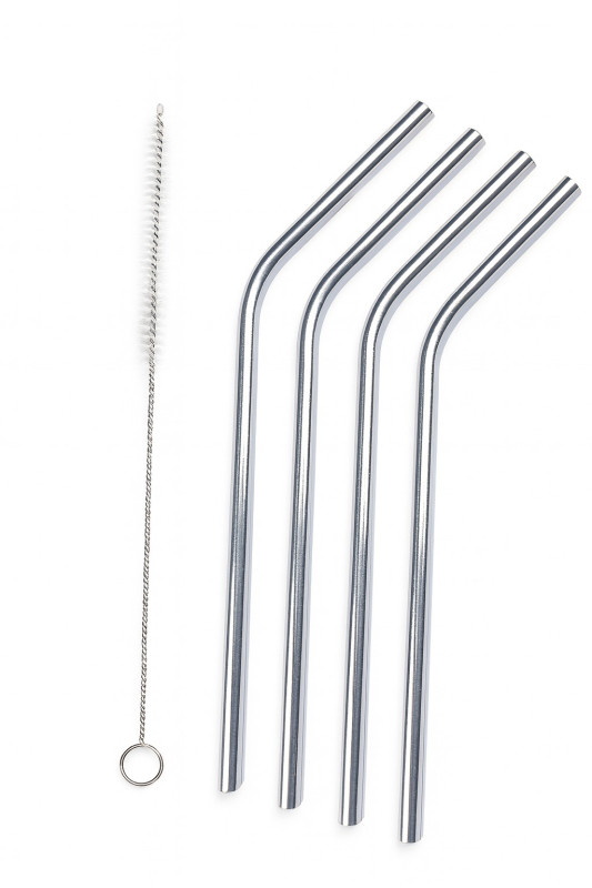 Stainless Steel Reusable Straw Set (4 + Brush)