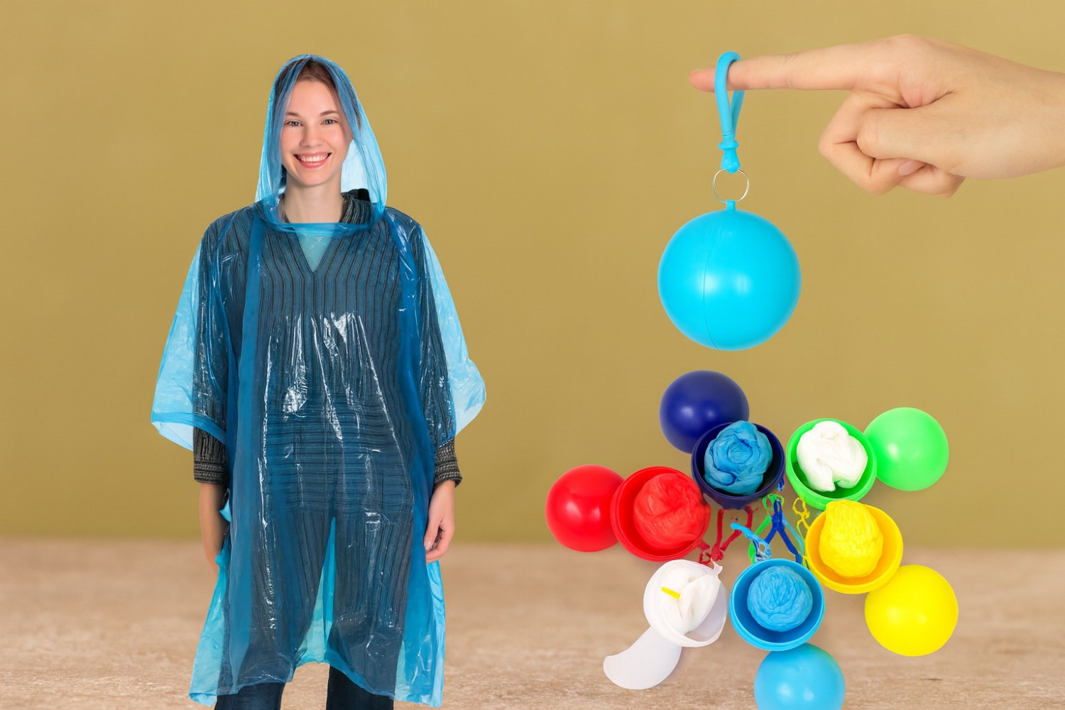 Portable Capsule Raincoat with Keychain