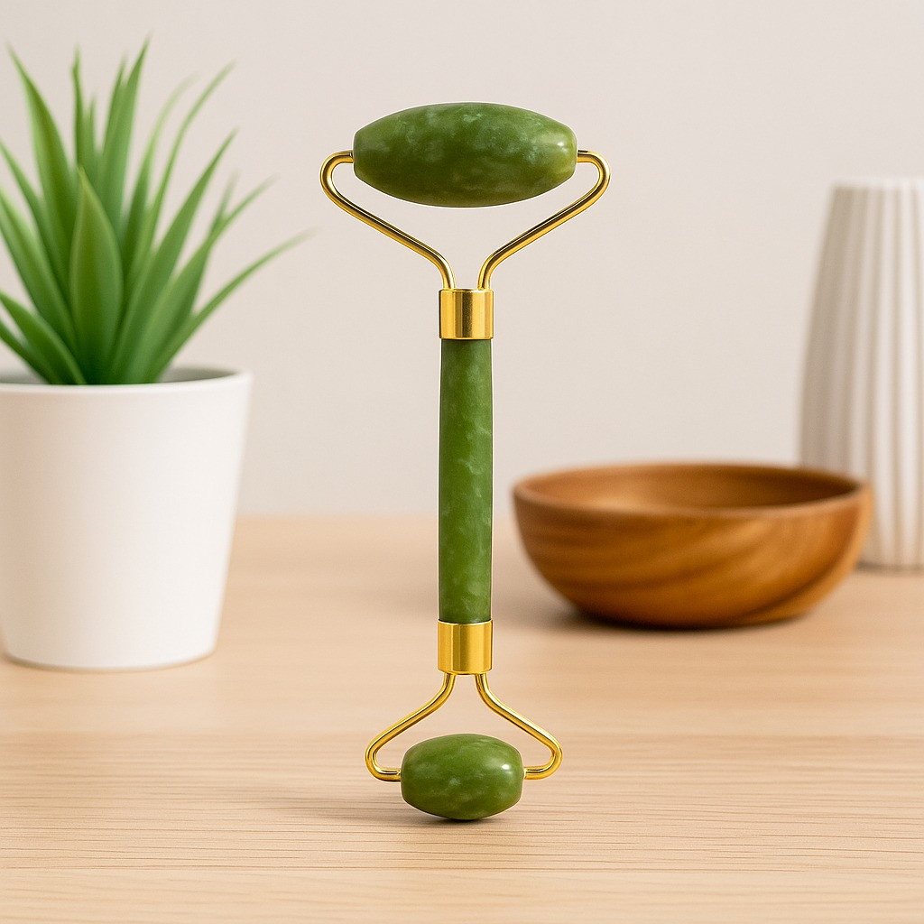 Natural Jade Roller – Dual Face & Eye Massager for Glowing Skin