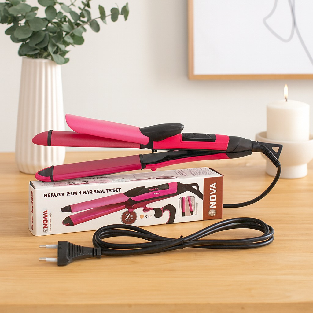 Nova 2-in-1 Hair Styler – Straightener & Curler Combo
